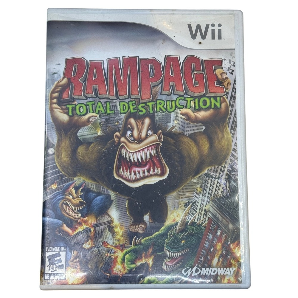 Rampage Total Destruction Nintendo Wii Midway Video Game Case and Disc